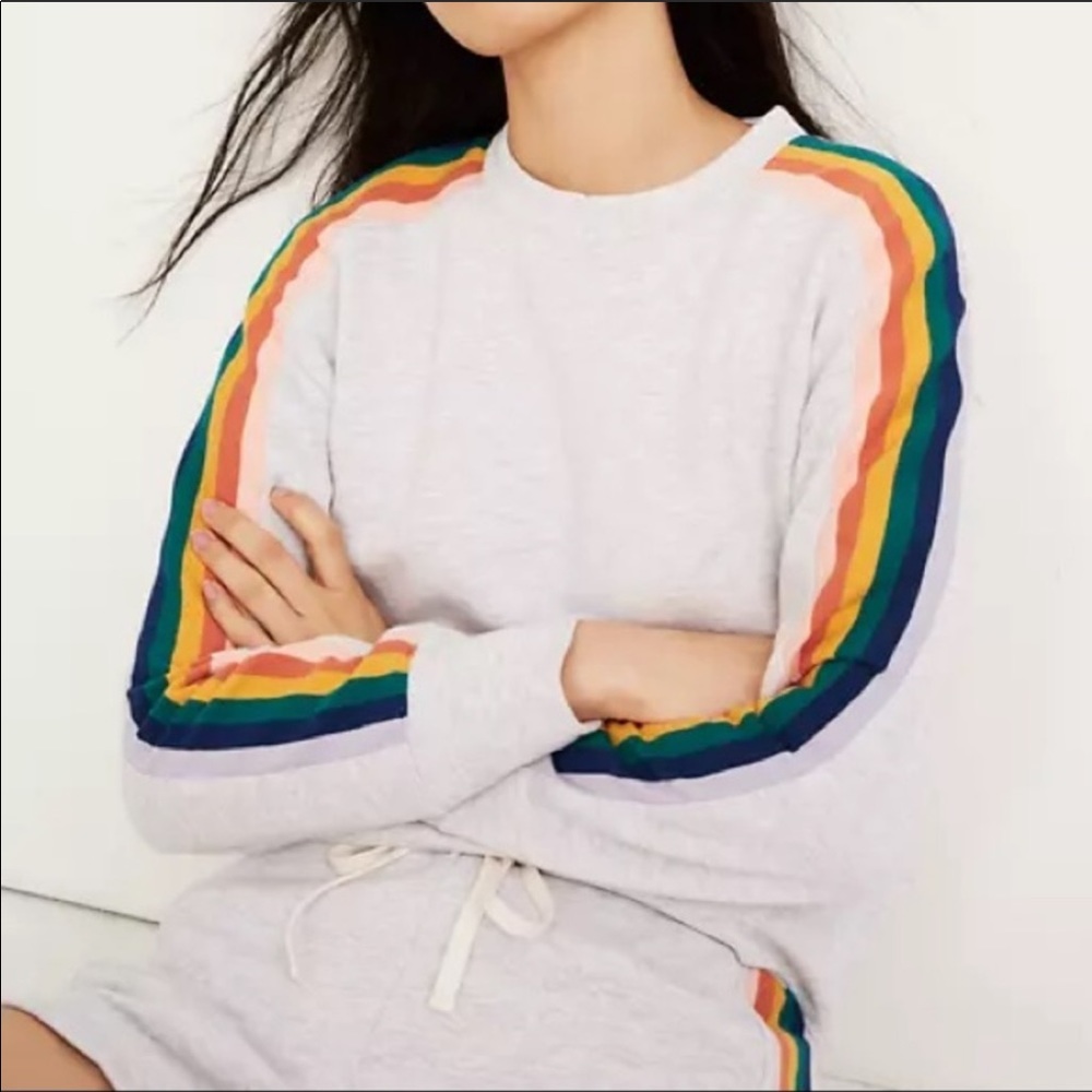 Madewell Rainbow-Inset Crop Sweatshirt